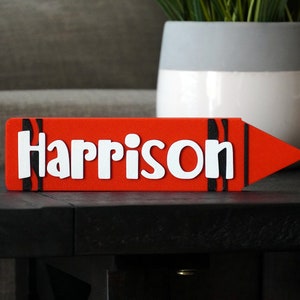Crayon Name Sign 3D Printed Name Plate  Crayon Art Desk Name Plate Teacher Gifts Teacher Sign Teacher Name Plate