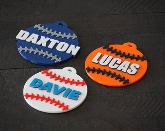 Baseball Tough Bag Tag Personalized Baseball Bag Tag Custom Baseball Keychain Baseball Backpack Tag Personalized Baseball Keychain