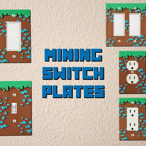 Mining Light Switch Cover Mining Switch Plates Video Game Kids Room Sign Mine Sign Stocking Stuffer