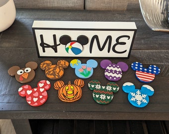 Magic Ears Interchangeable Seasonal Sign Welcome Sign Mouse Ear Sign Mothers Day Gift Last Name Sign