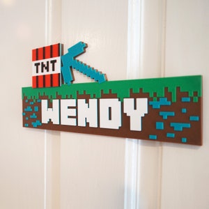 Mining Türnamenschild Videospiel Zeichen Nachname Schild Kinderzimmer Zeichen Mine Zeichen Gamer Geschenk Kinder Türschild