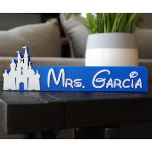 Castle Name Sign Custom Made 3D Printed Teacher Sign Librarian Gifts Teacher Gifts Math Teacher Gift Princess Castle Princess Gift