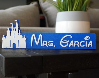 Cartello con nome del castello, cartello per insegnanti stampato in 3D personalizzato, regali per bibliotecari, regali per insegnanti, regalo per insegnanti di matematica, castello della principessa, regalo per principessa
