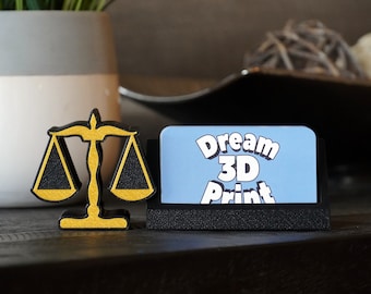 Scales of Justice Business Card Holder - Attorney Desk Decor