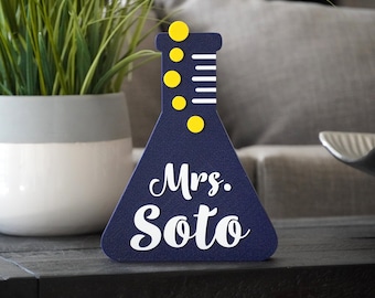 Science Teacher Name Sign 3D Printed Name Plate Science Teacher Gift Chemistry Gift Professor Gift Science Beaker