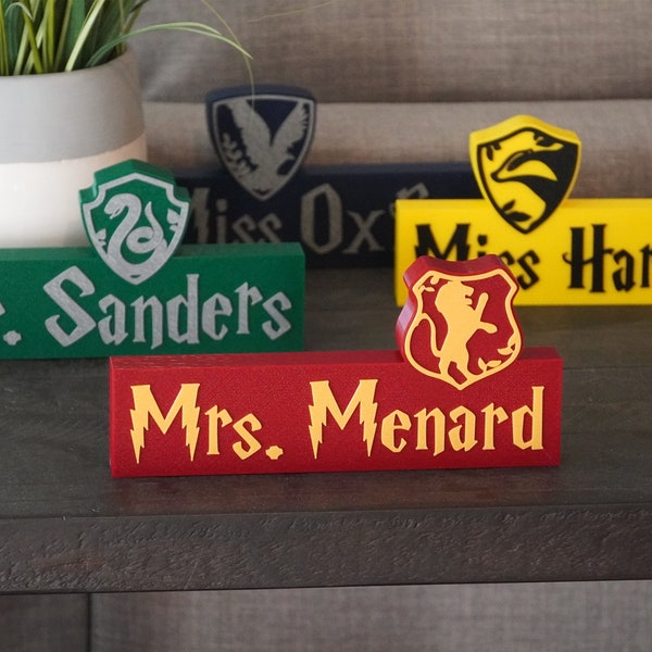 Wizard House Desk Sign Wizard Name Sign Personalized Teacher Sign Librarian Gifts Teacher Gifts Math Teacher Gift English Teacher Gift