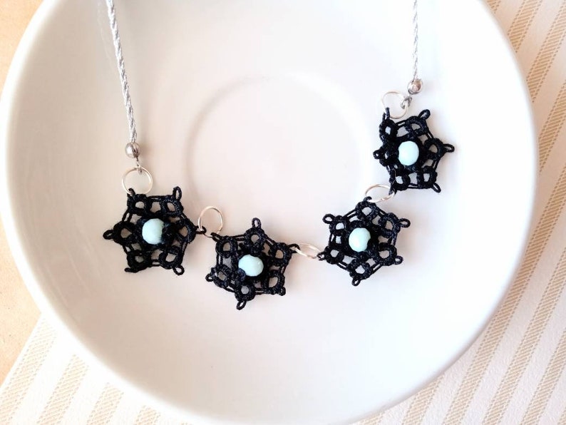 black post shabby chic and tatting earrings xmas gifts for her Christmas eve gift Ethnic Geometric and black jewels black lace