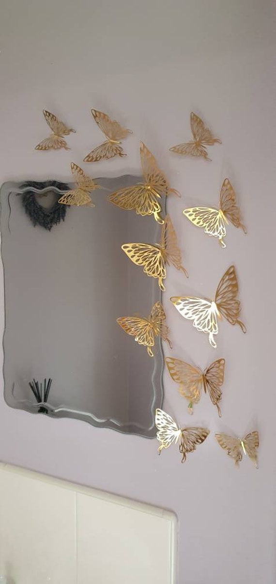 Download 3d Butterfly Wall Art Pack Of 12 Gold Type A Etsy