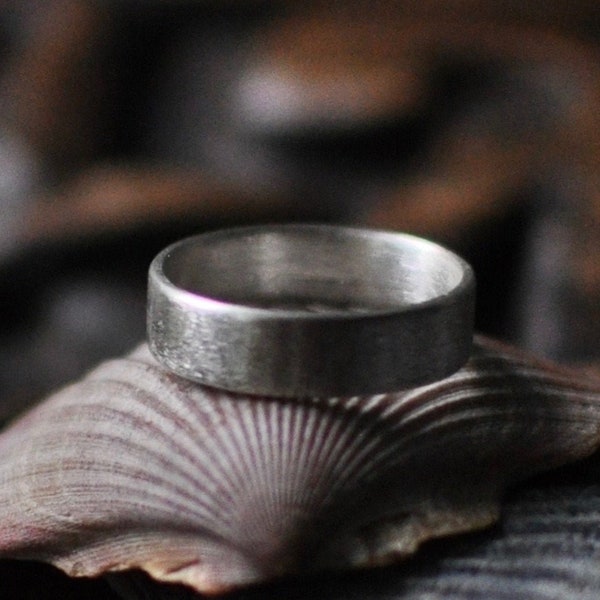 5mm Sterling Silver Simple Wide Wedding Band Ring in a Traditional Japanese Wood Ring Box