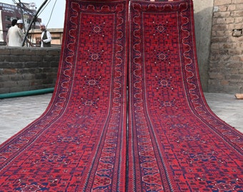 Extra Long Runner, 25.3 x 2.9 Ft, Top Quality, Long Handmade Afghan Runner, Hall way Runner, Bukhara Biljik Wool Runner Rug, Turkman Runner