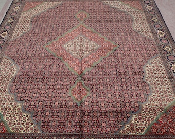 Tappeto Quraish Hariz, 13,0 x 10,0 piedi, qualità eccellente, grande, fatto a mano, tappeto afghano, tappeto vintage, tappeto turkmeno, tappeto orientale, tappeto di grandi dimensioni