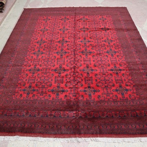 Large Afghan rug, 13.0 x 9.9 Ft, Beautiful Top Quality,Handmade Oriental Rug 10x13,Afghan Turkmen Khal Mohammadi Area rug, Large Bukhara rug
