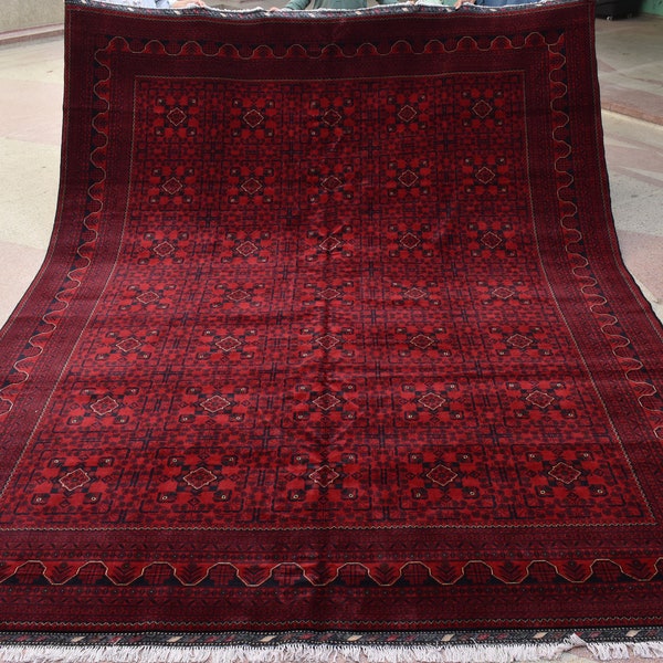 Alfombras afganas, alfombras personalizadas, alfombra afgana Khal Muhammadi hecha a mano de alta calidad, alfombra roja grande, alfombra tribal, alfombra turcomana, alfombra para sala de estar
