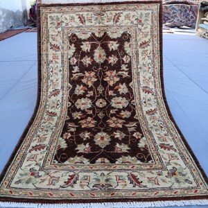 2&#39;6x4&#39;4 ft Antique Faded Rug, High Pile Soft Vintage Beige Brown Rug, Afghan Handmade Wool Area Rug, Kids Room Rug, Authentic Genuine  Rug