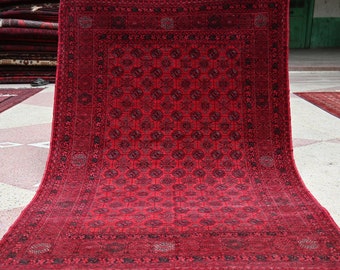 Afghan rug, 6.3 x 4.2 Ft, WHOLESALE PRICE... 6x4 Afghan Rug, Bukhara Vintage Rug, Handmade Rug, Mori Gol Turkmen vintage rug. Afghan carpet