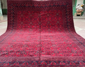 CUSTOM SIZE, Afghan Large Area rug, Antique Tribal Handmade Khal Muhammadi Khamyab Turkmen Bukhara Rug, Living Room Rug, Oriental Area Rug