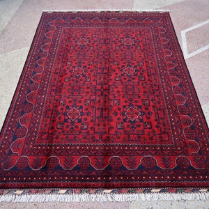 7,3 x 5,0 piedi, tappeto fatto a mano, tappeto afgano, tappeto turkmeno 100% lana tinto vegetale, tappeto Bukhara, tappeto da soggiorno, tappeto da area, tappeto orientale 7x5, tappeto tribale
