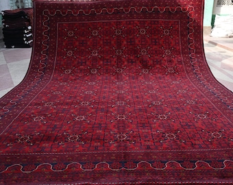 10x13, Large Oriental rug, 13.0 x 9.9 Ft, Beautiful Handmade Afghan Turkoman Rug, Afghan Carpet, Living Room 100% Wool Area rug, Large rug