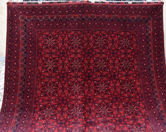 10.0 x 6.8 Ft, Gorgeous Rug, Handmade Afghan Rug, Turkoman Traditional 100% Wool, 7x10 Rug, Bukhara Rug, Living room area rug,Turkmen carpet