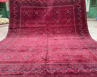CUSTOM SIZE, High Quality Handmade Afghan Khal Muhammadi Khamyab large red area rug, Turkmen Tribal carpet, Living room, Afghan rug,Oriental