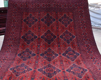 Alfombra afgana turcomana grande, 9,8 x 6,7 pies, precio con descuento, 100 % lana, Charshangi Kunduz, hecha a mano, patrón Bokhara, alfombra oriental turcomana, 7 x 10 pies