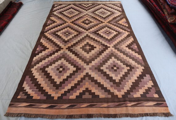 幾何学模様 ラグ トライバル カフカス地方 キリム ビンテージ