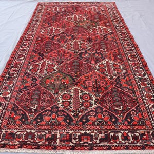 5x9'5 ft Tribal Vintage Rug, Afghan Red Handmade Wool Rug, Oriental Caucasian Geometric Area Rug, Turkmen Antique Rug, Dining Table Carpet
