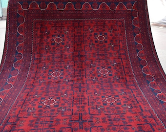 8.4 x 5.7 Ft, High Quality Red Handmade Afghan Oriental Khal Muhammadi rug, large tribal rug, Turkmen carpet, Living room rug, Afghan rug8x5