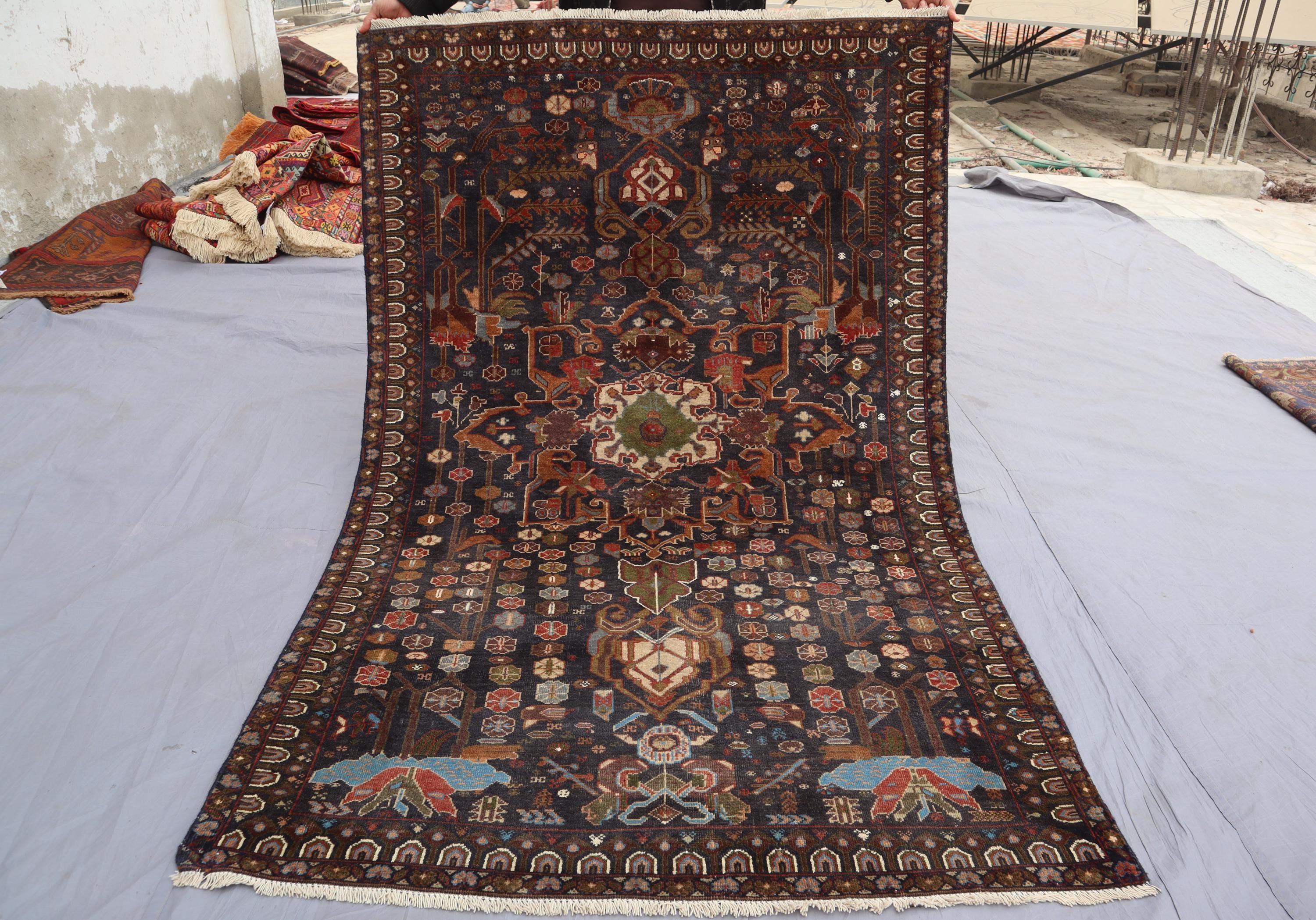 4'1x6'4 Ft Antique Rug Afghan Baluchi Rug, Turkmen Hand Knotted
