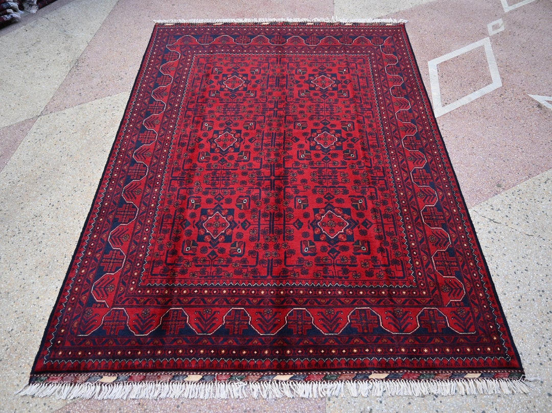 7.3 X 5.0 Ft, Handmade Rug, Afghan Rug, 100% Wool Veg Dyes Turkmen Rug ...