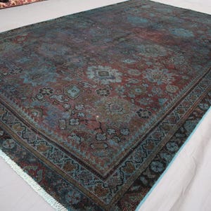 1920s Antique 5&#39;6x9&#39;3 ft Rug, Overdyed Caucasian Rug, Afghan Handmade Distressed Faded Low Pile Wool Rug, Oriental Area Rug, Home Deco Rug