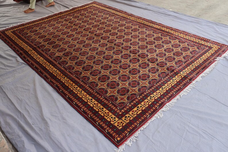Large Afghan rug, 8x11 Ft, SPECIAL SALE, Top Quality Soft Pile 100 % Wool Handmade Rug, Natural veg dyes, Oriental Area Rug, Vintage Carpet image 9