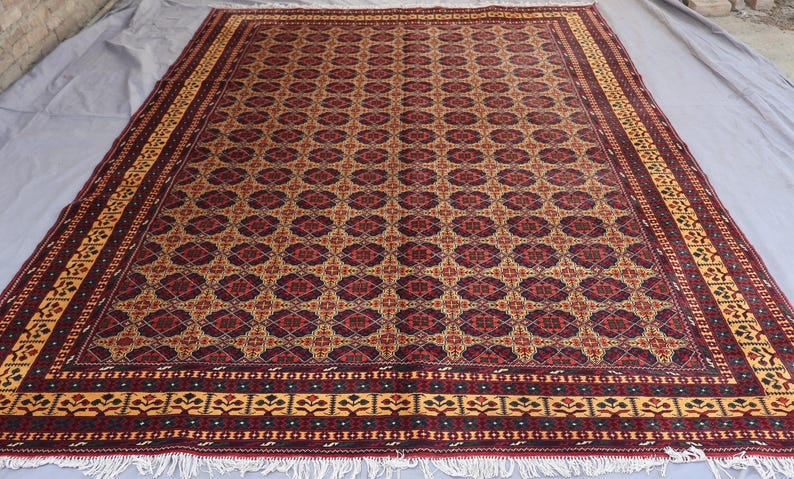Large Afghan rug, 8x11 Ft, SPECIAL SALE, Top Quality Soft Pile 100 % Wool Handmade Rug, Natural veg dyes, Oriental Area Rug, Vintage Carpet image 2