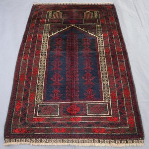 7x1,5 m Vintage Gebetsteppich / Afghanischer Gebetsteppich / Handgemachter Wollteppich Antiker Belutschistan / Hochflor Orientalischer Teppich Schlafzimmer Gebetsteppich