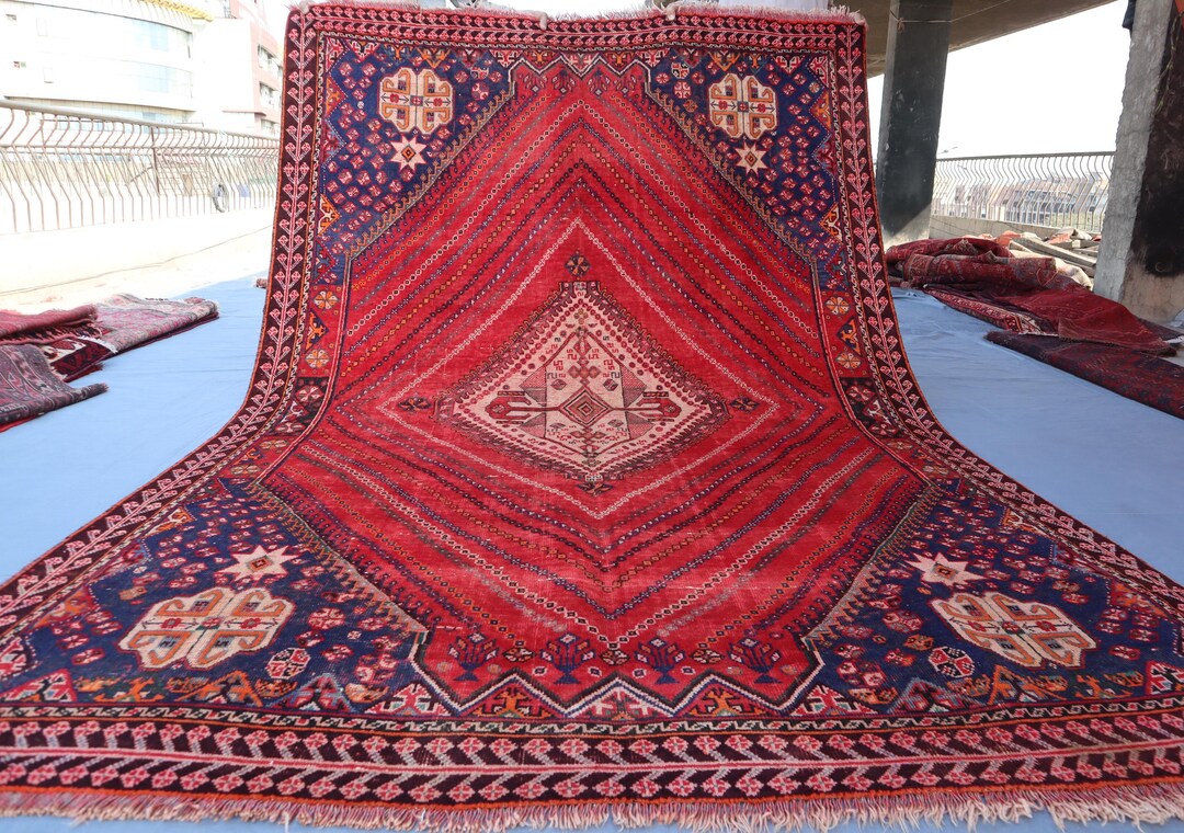 Fatimid Rug Large 6'1x9'4 Ft Caucasian Rug Vintage Afghan Area Rug, Turkmen Tribal ...
