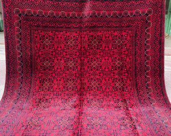 Bokhara rug, 10.2 x 6.8 Ft, Top Quality Afghan Rug 7x10, Gorgeous Hand Knotted Wool Rug, Turkoman Oriental Rug Living room Large Area rug