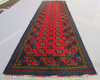 2'3x9'3フィートの長いアフガニスタンの高品質ウールの見事な手作り