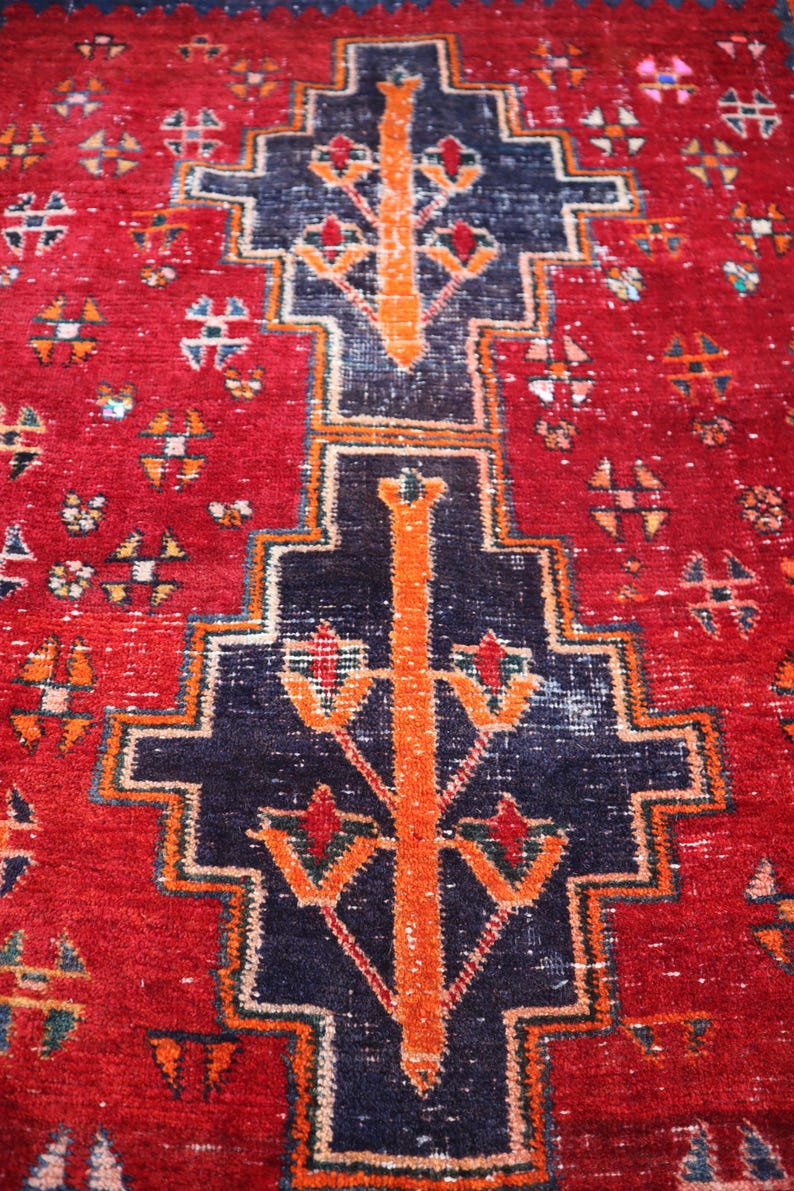 3'5x5'6 Ft Handmade 1950s Antique Rug, Caucasian Design Rug, Afghan ...
