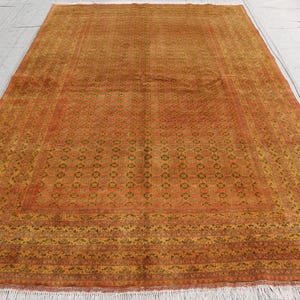 6'5x9'6 ft Large Antique Rug Terracotta Rug, Turkmen Famous Mowri Rug, Handmade Wool Rug, Oriental Living Room Rug, Bedroom Rug, Tribal Rug