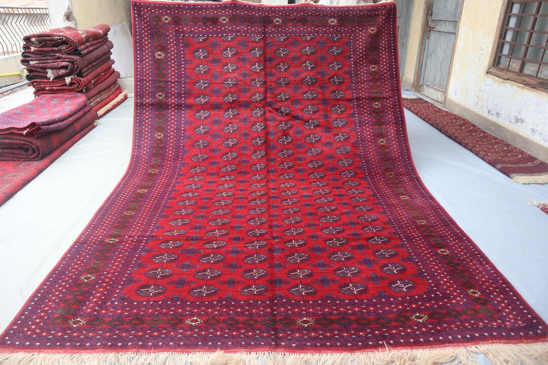 Bukhara Area Rrug 7x10 Ft Vintage Afghan Oriental Handmade Wool Rug ...
