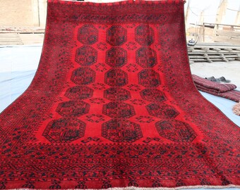 トルクメン アフガニスタン レッド ラグ/サイズ: 52x160cm... k5 7.5x10.9フィートの赤いトルクメンの大型ラグ/アフガニスタンのブハラ