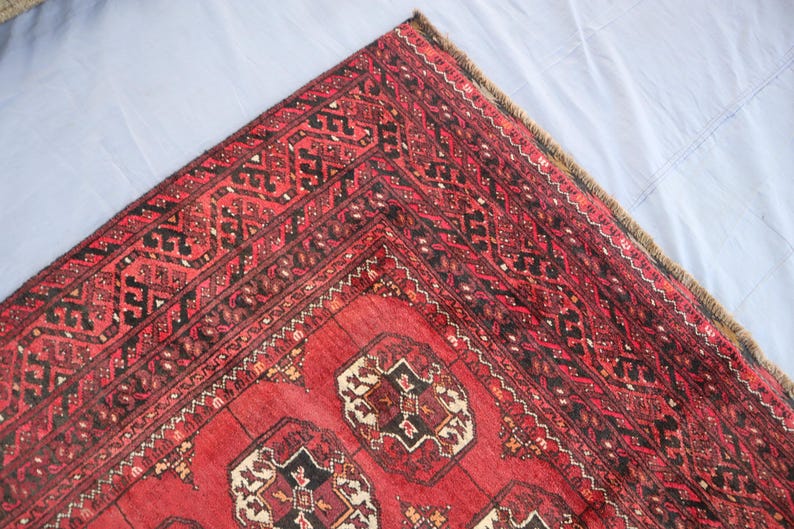 1950s Antique 6x9 Ft Ersari Area Rug, Afghan Handmade Wool Area Rug ...