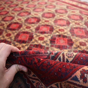 Afghan Tribal Yousufi Rug 7x10 Afghan Area Rug, Handmade Wool Oriental Fine Rug, Turkmen Rug for Bedroom, Living Room, Dining Table Carpet
