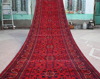 23 ft handgemaakte loper, 23,0 x 2,10 ft extra lange Afghaanse loper, hoge kwaliteit 100% wol handgemaakte Turkse loper, oosters loper vloerkleed hal