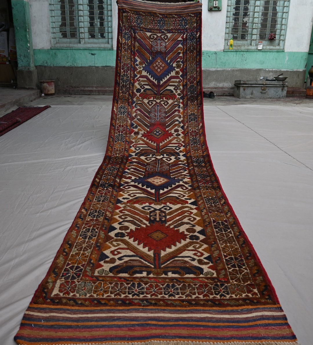Waziri Rug 2.10 X 9.5 Ft Afghan Vintage Runner Rug, Turkmen Waziri Design Handmade ...