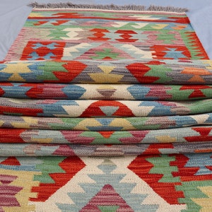 16 Flatweave Runner Rug / Hand-woven Natural Veg Dyes Multicolor Wool rug/ Afghan Bedroom Carpets/ Kitchen Runner rug/ Hallway runners