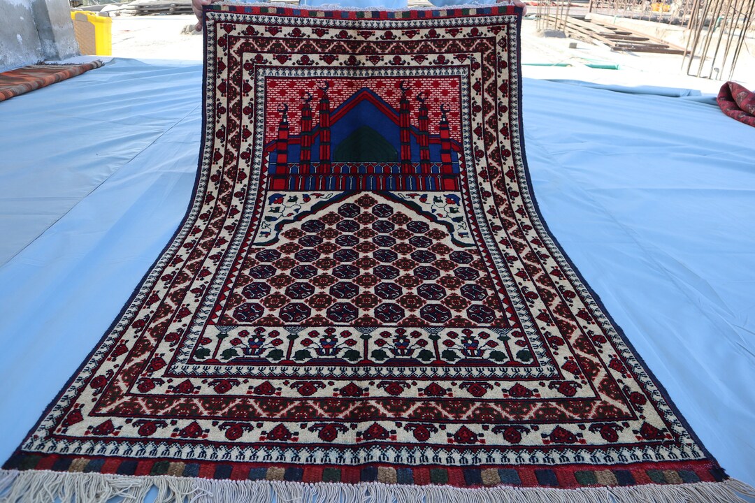 3 x 5 フィートのアンティーク アフガニスタン 祈祷用ラグヴィンテージ  