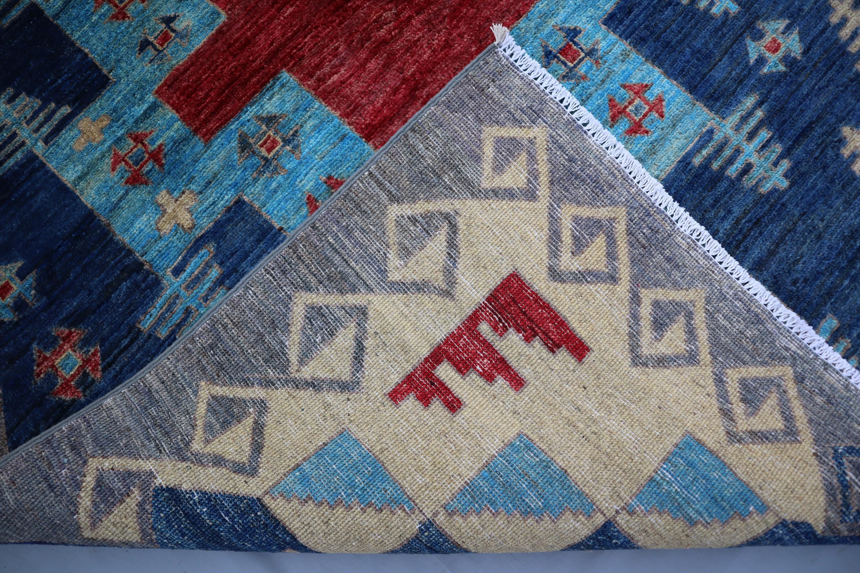 5x6 Navy Blue Tribal Gabbeh Area Rug- Afghan Nomadic Hand Knotted Wool ...