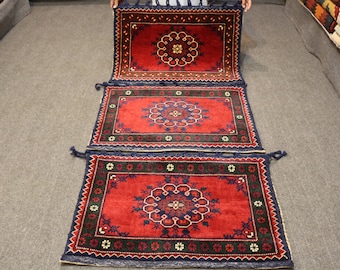 Set Of Three  Afghan Rug Turkoman Vintage Balisht, Afghan Turkomen Decor Cushion Cover,Turkish Throw Pillow Kilim Rug,Decor Pillow Kilim Rug