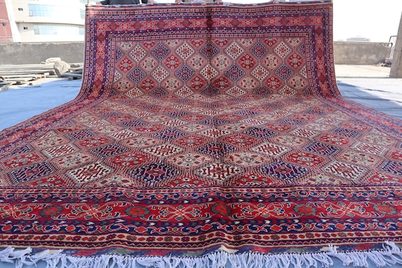 大型10 x 12フィートエリアラグ。上質なアフガニスタンハンドメイド